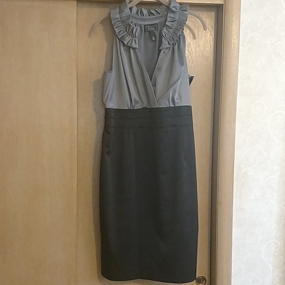 Grey and black sleeveless party dress